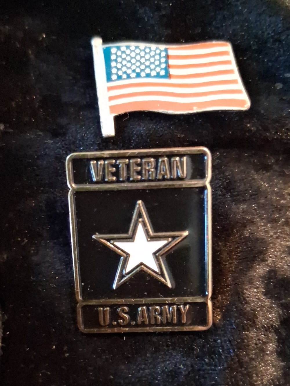 U.S. Army Veteran Star Pin - Black, White & Silver